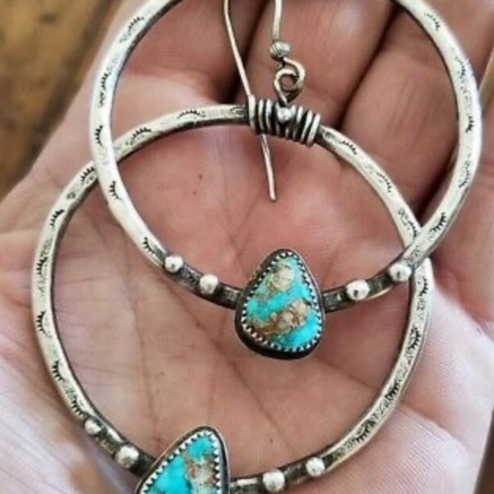 NEW Sterling silver Unique Hoop Earrings - Picture 4 of 5
